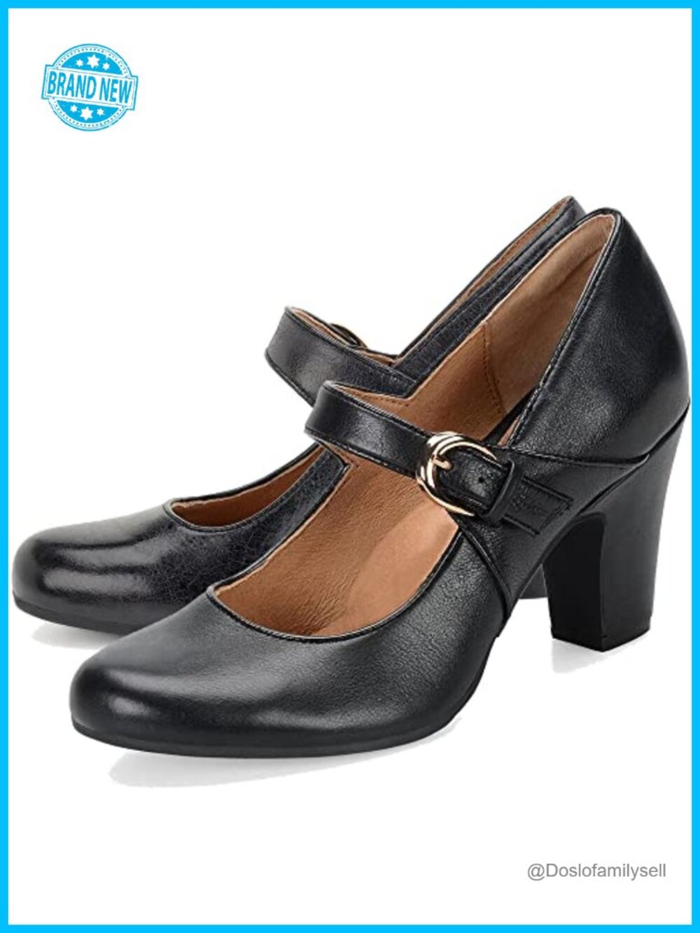Women's Chunky Block Heel Mary Jane Pumps Ankle Strap Dress Shoes